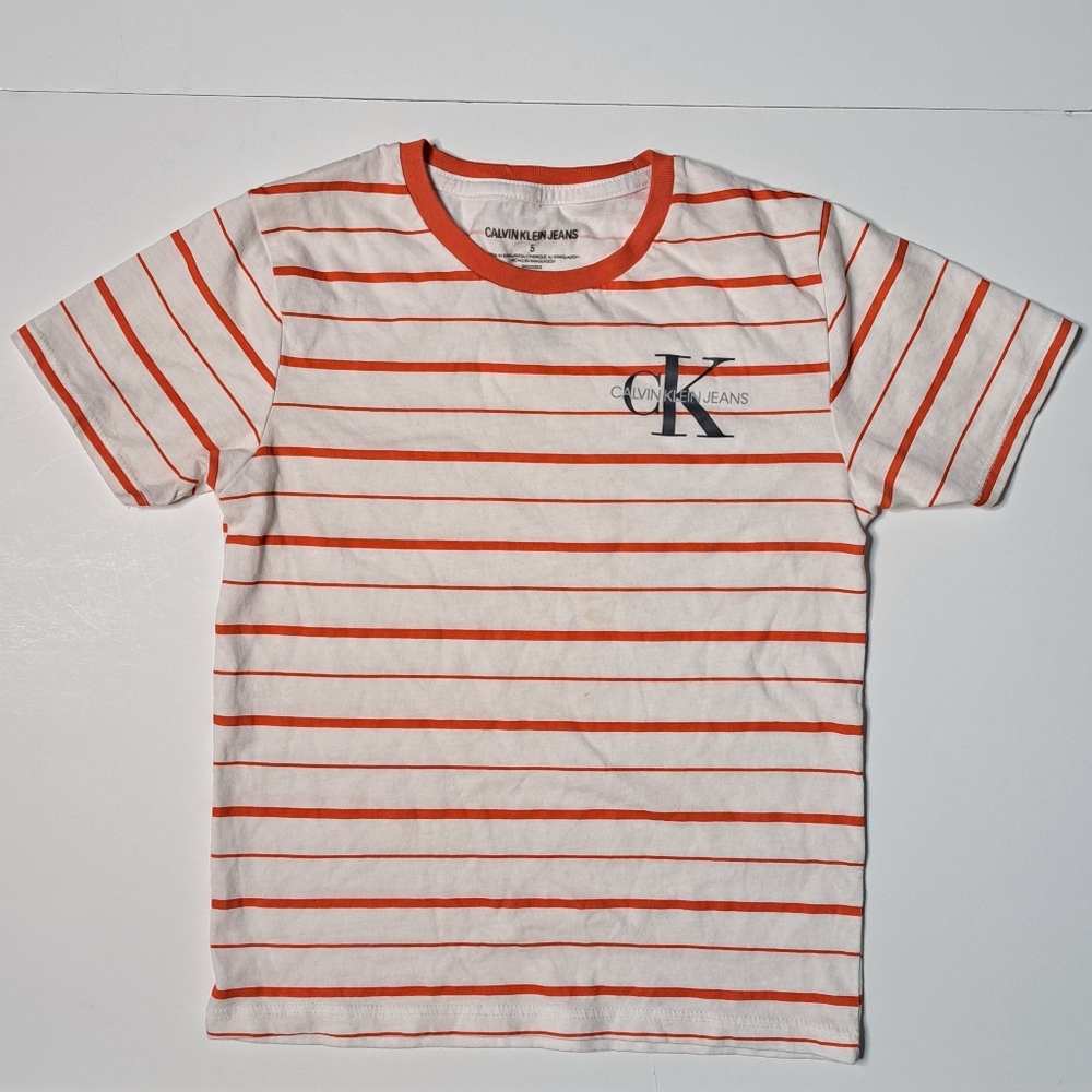 Boys Size 5 Calvin Klein Orange Striped T-Shirt